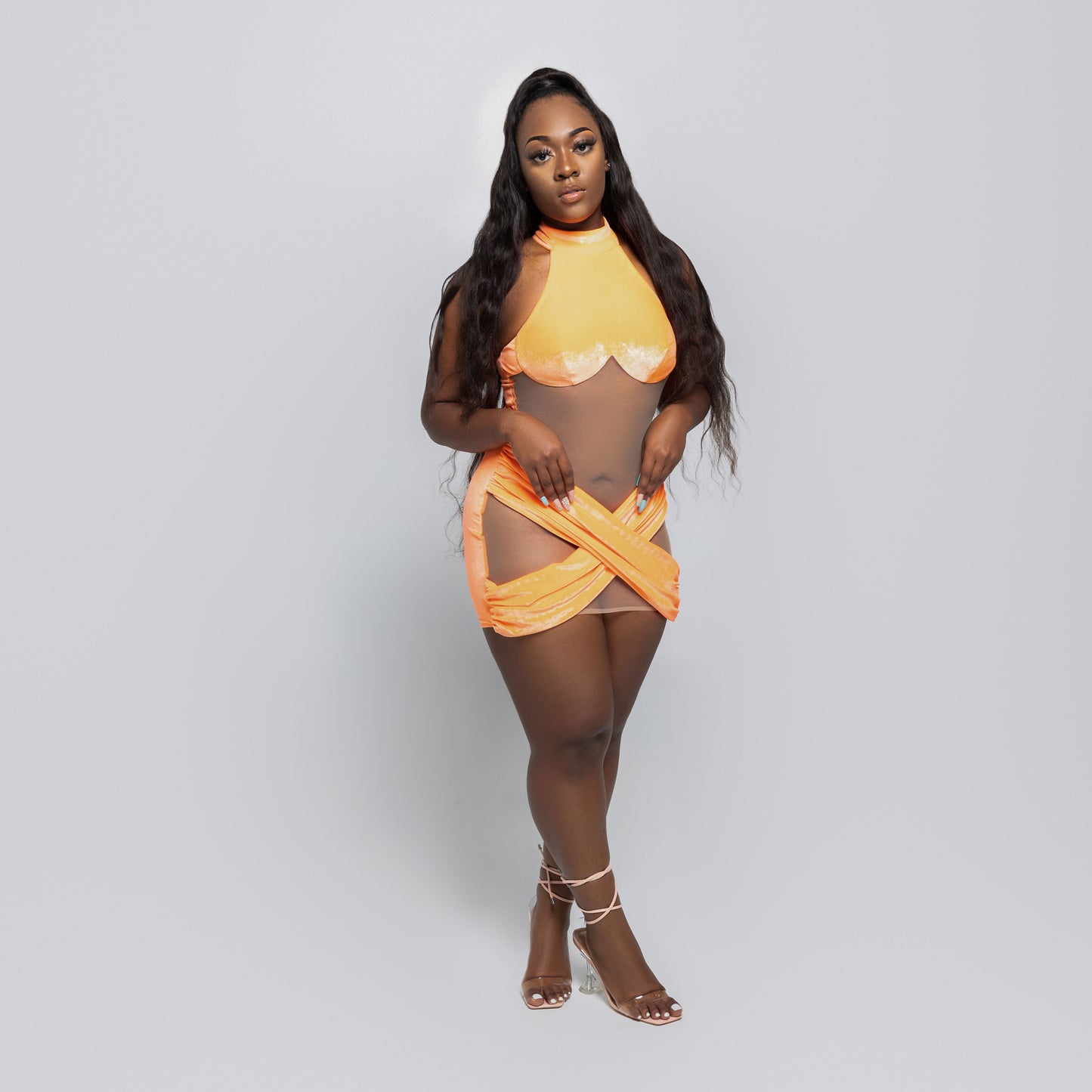 Bodycon Neon Orange Dress